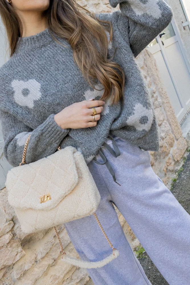 PULL FLOWERS GRIS