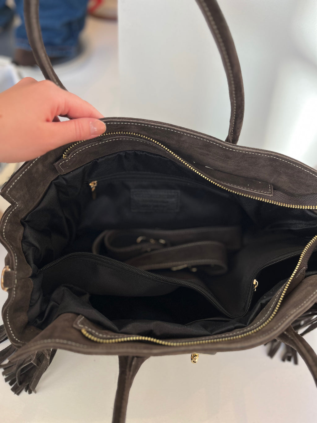 SAC BIRK FRANGES MARRON