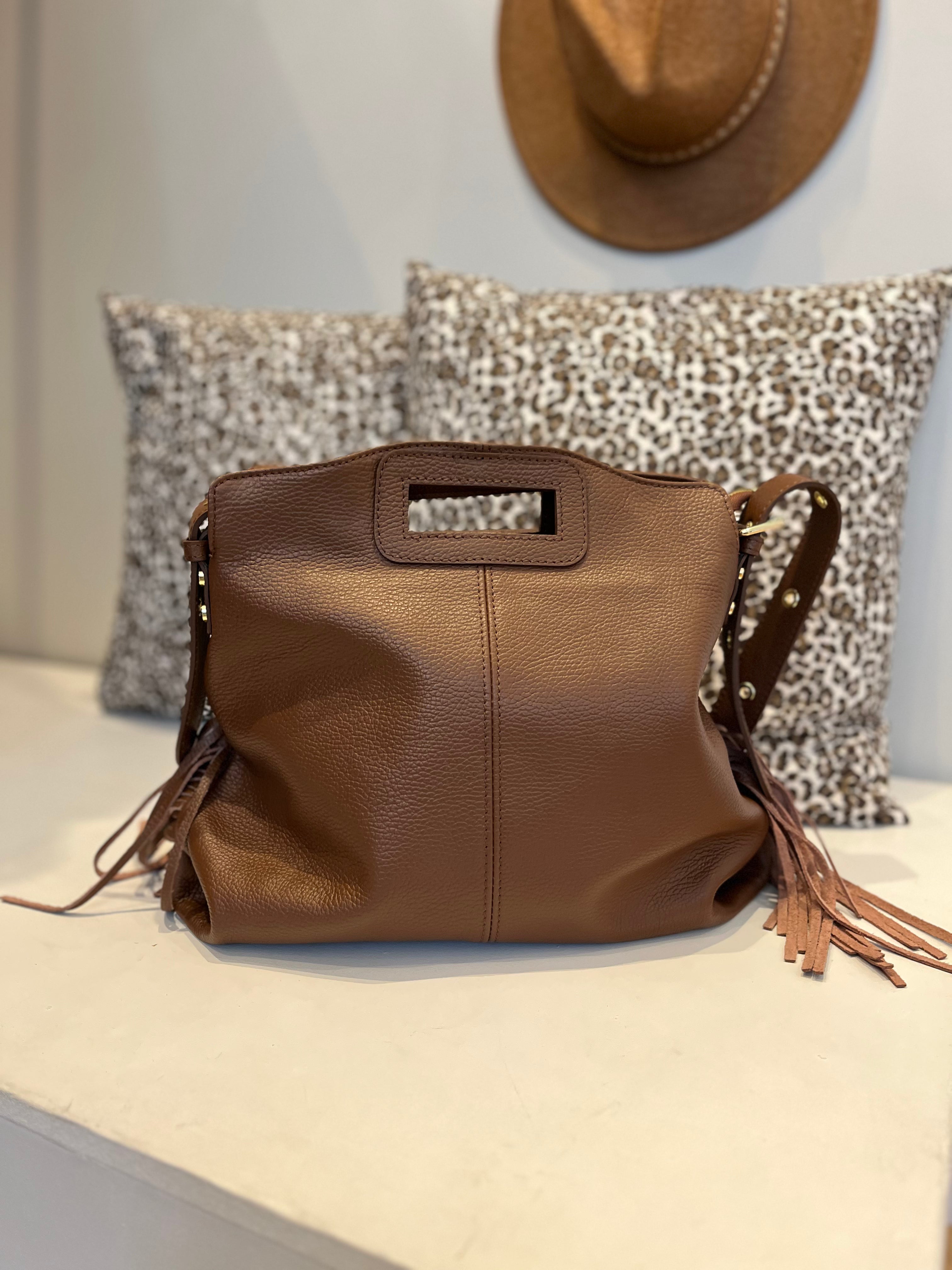 Haut En Cuir Marron/camel Maje Pour Femme - Taille 36, Occasion Très Bon état