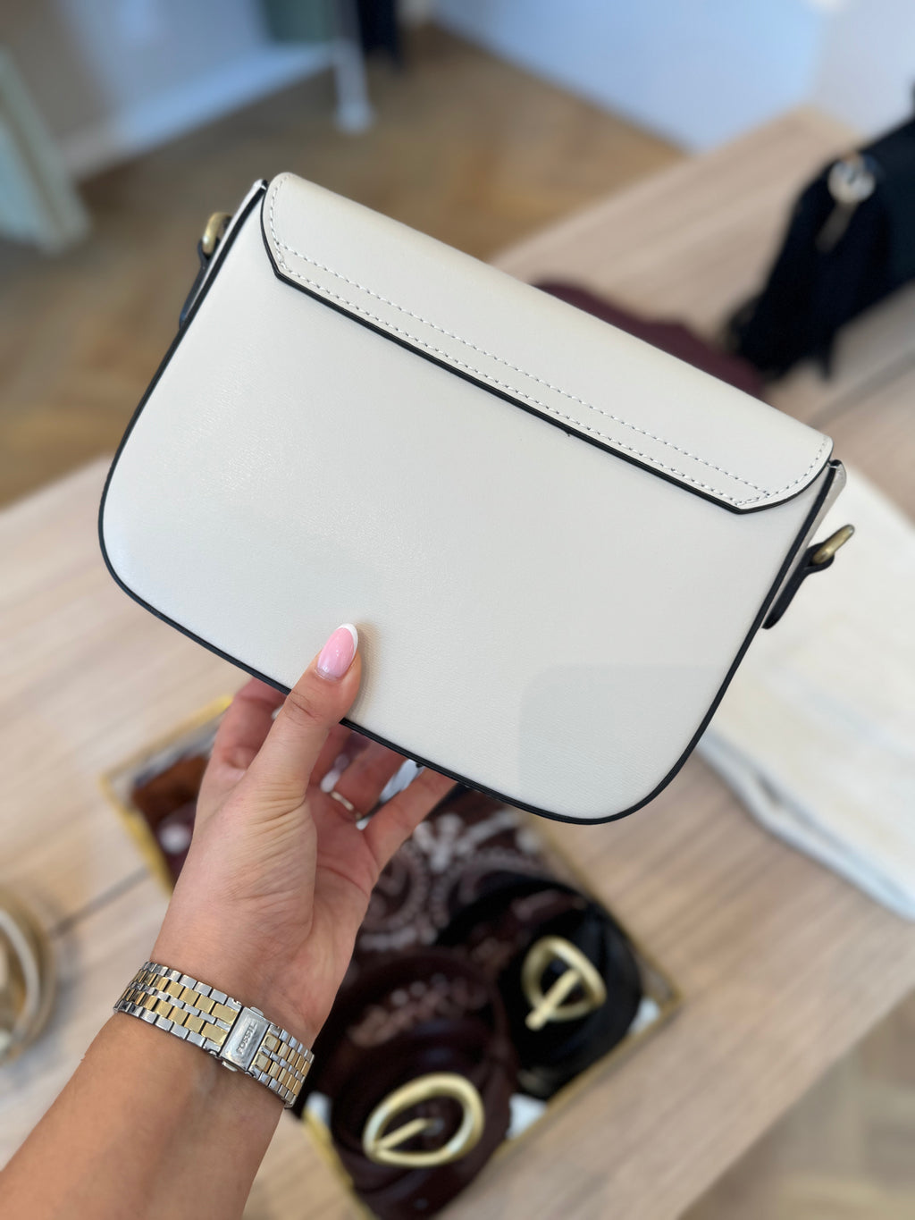 SAC CUIR ECRU