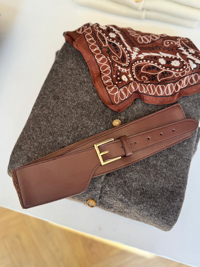 CEINTURE LARGE MARRON