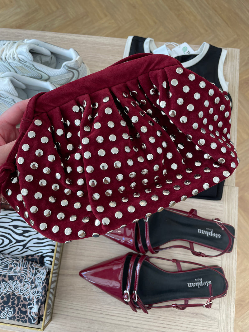 POCHETTE CLOUTÉE BORDEAUX
