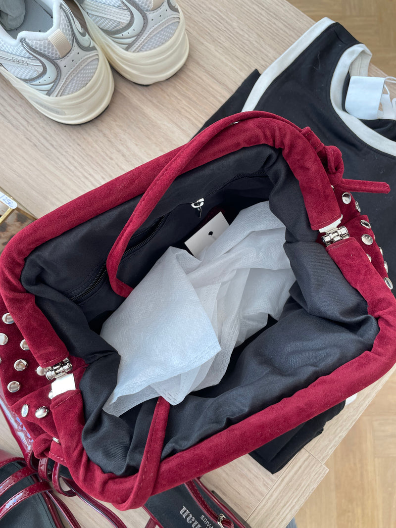 POCHETTE CLOUTÉE BORDEAUX